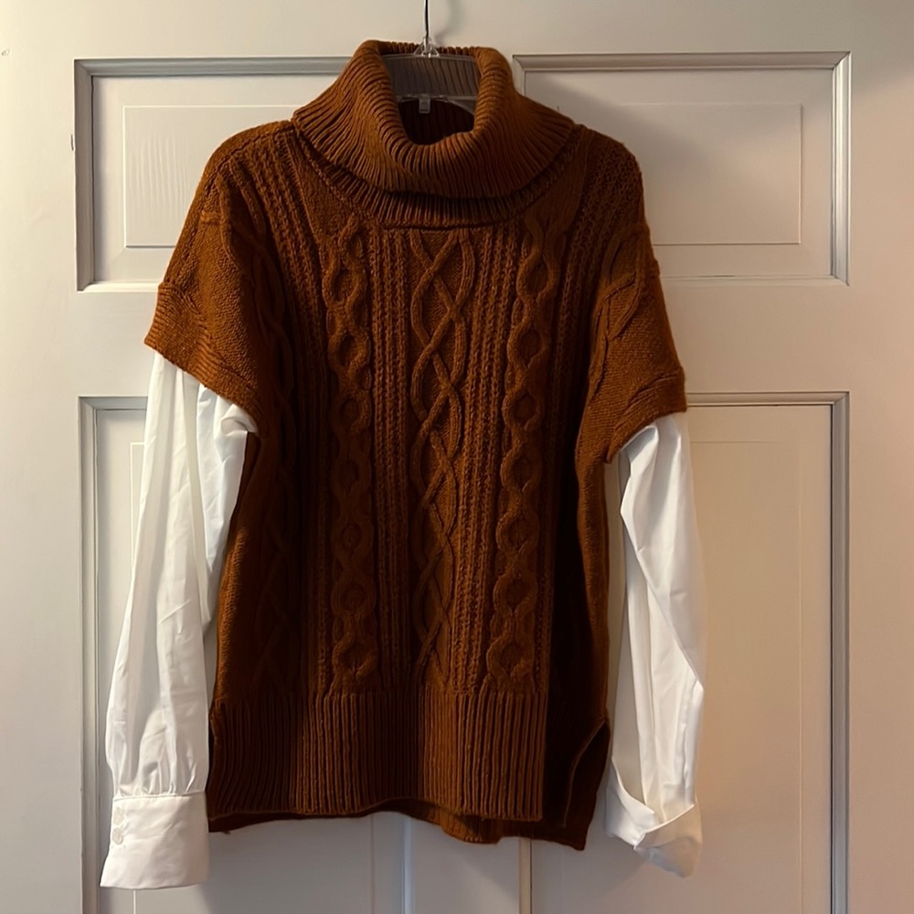 Anthropology, sweater/shirt chestnut brown